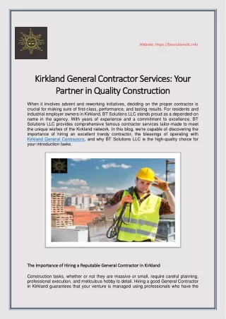 Kirkland General Contractor Services -Your Partner in Quality Construction