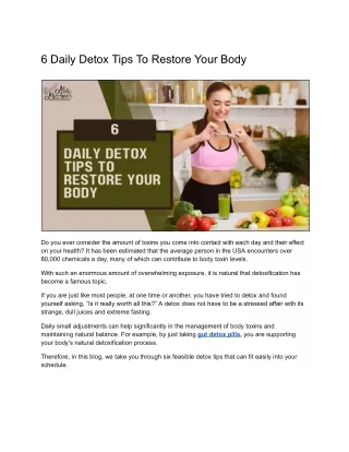 6 Daily Detox Tips To Restore Your Body