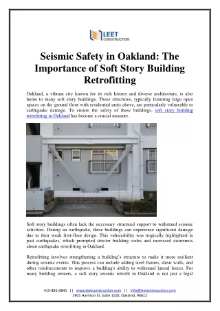 seismic safety in oakland the importance of soft