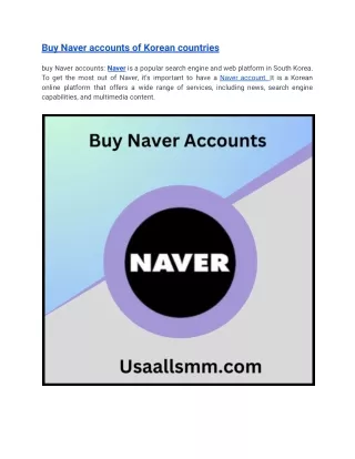 Buy Naver Accounts - 100% Phone, Mail and Korean verified