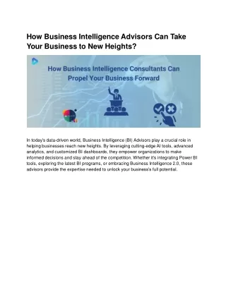 how business intelligence advisors can take your