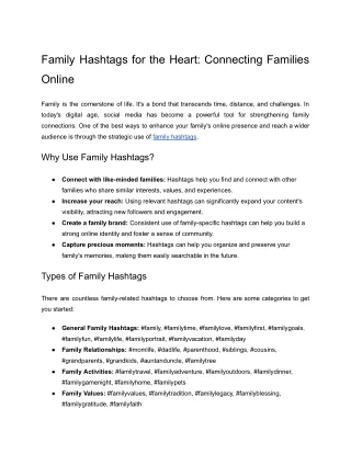 Family Hashtags