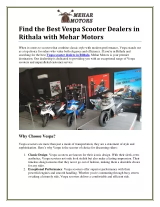 find the best vespa scooter dealers in rithala