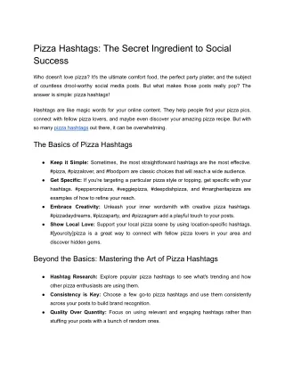 Pizza Hashtags