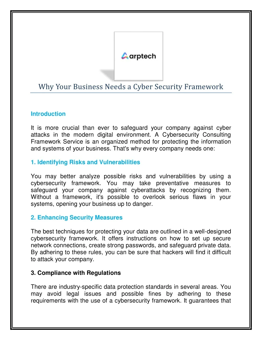 PPT - Why Your Business Needs a Cyber Security Framework PowerPoint ...