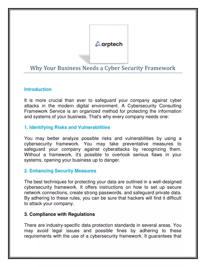 why your business needs a cyber security framework