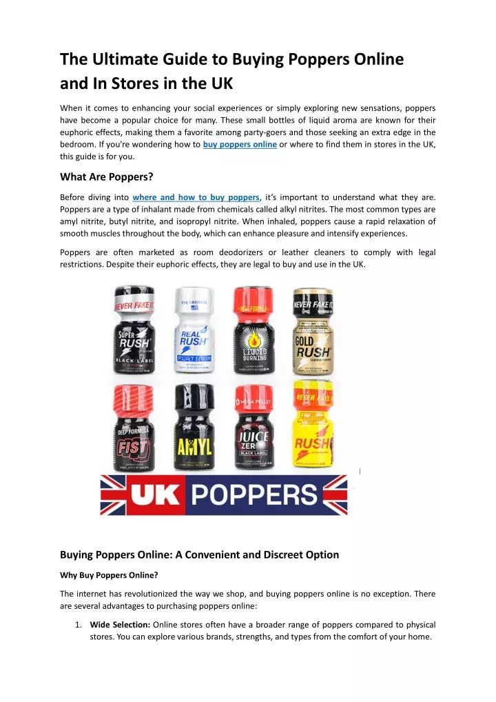 the ultimate guide to buying poppers online