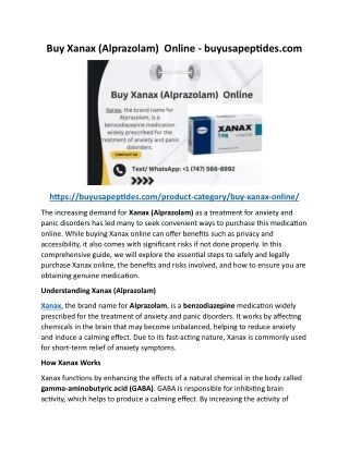 Buy Xanax (Alprazolam)  Online - buyusapeptides