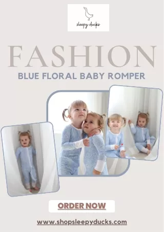 Stylish Blue Floral Romper for Baby- Sleepy Ducks