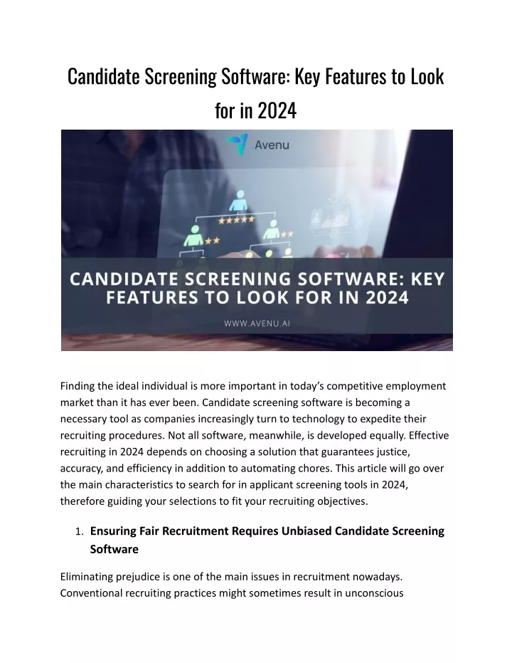 candidate screening software key features to look