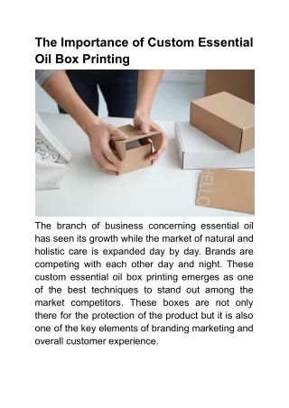 The Importance of Custom Essential Oil Box Printing