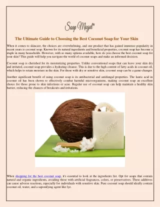 The Ultimate Guide to Choosing the Best Coconut Soap for Your Skin