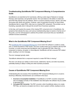 troubleshooting quickbooks pdf component missing