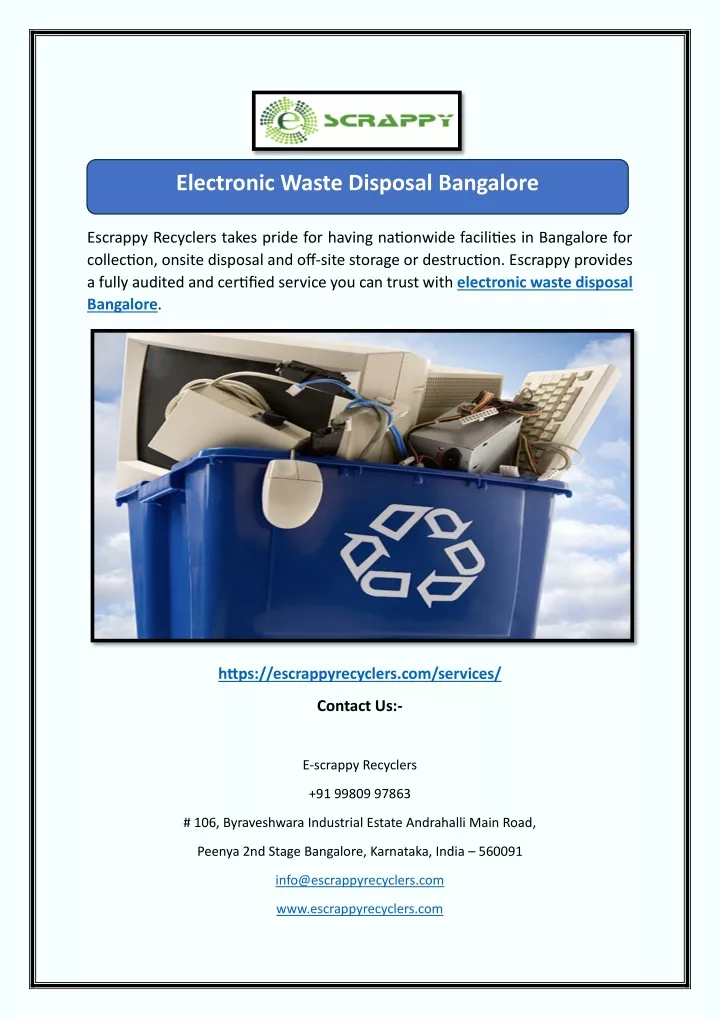 electronic waste disposal bangalore