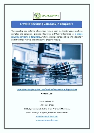 E waste Recycling Company in Bangalore