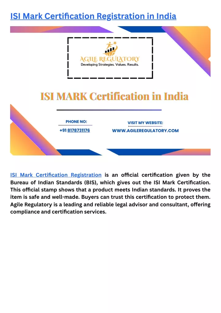 isi mark certification registration in india