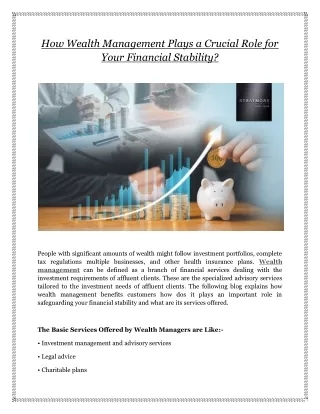 How Wealth Management Plays a Crucial Role for Your Financial Stability?