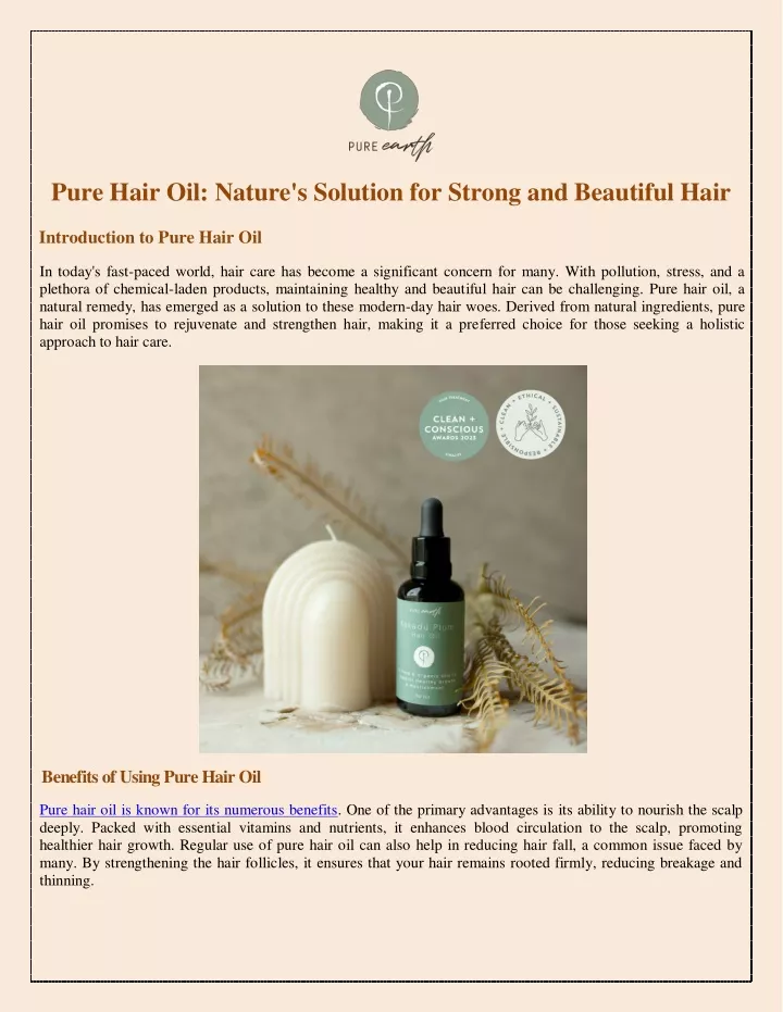 pure hair oil nature s solution for strong