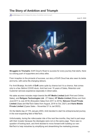 EnR Cloud: A Customer-Centric Startup Journey