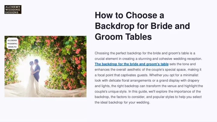 how to choose a backdrop for bride and groom