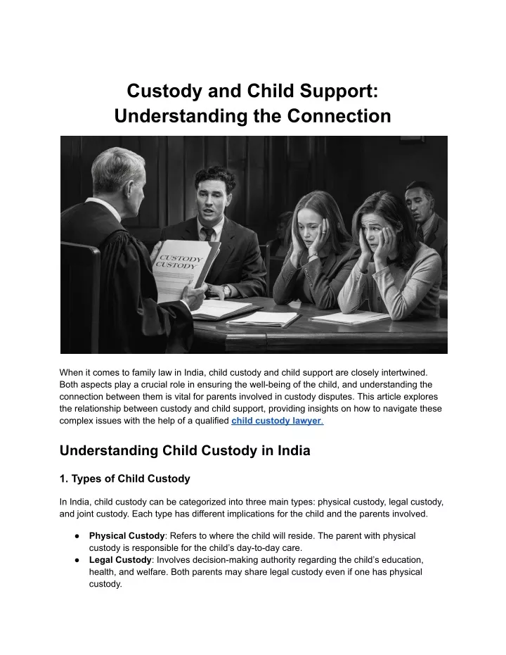 custody and child support understanding