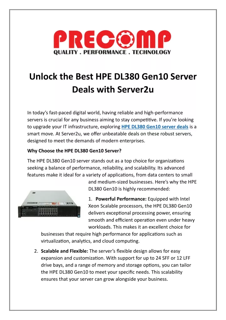 unlock the best hpe dl380 gen10 server deals with