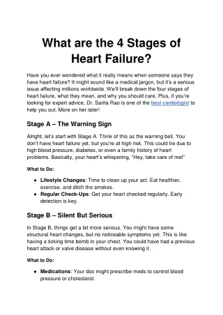 What are the 4 Stages of Heart Failure?