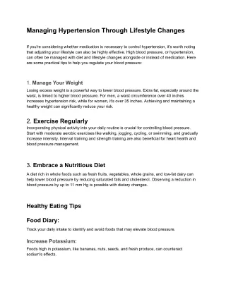 Managing Hypertension Through Lifestyle Changes