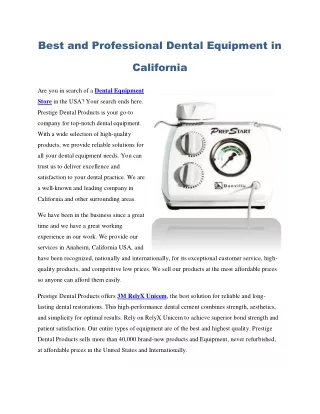 Best and Professional Dental Equipment in California