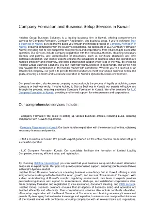 company formation and business setup services