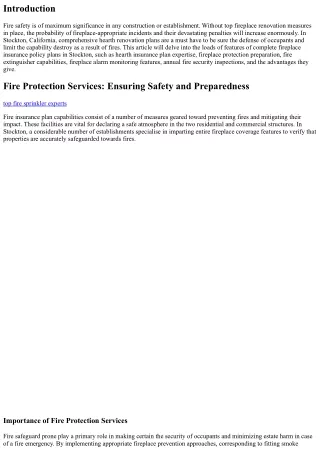 All about Comprehensive Fire Protection Plans in Stockton