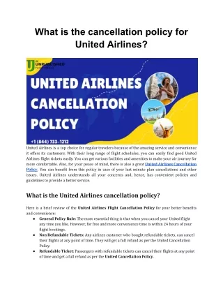 what is the cancellation policy for united