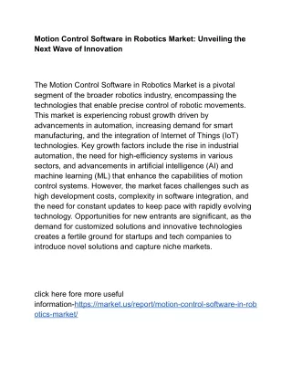 motion control software in robotics market