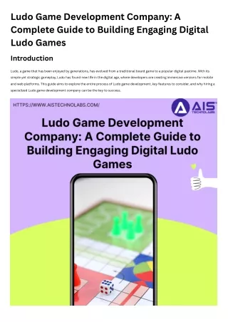 Ludo Game Development Company A Complete Guide to Building Engaging Digital Ludo Games