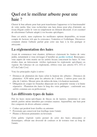 Quel est le meilleur arbuste pour haie ? Guide complet