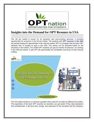 Insights into the demand for OPT resumes in USA