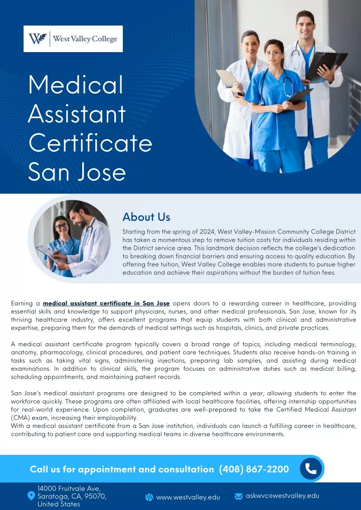 medical assistant certificate san jose