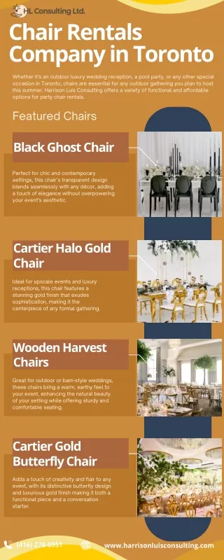 Chair Rentals in Toronto | Harrison Luis Consulting Infographic