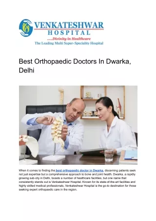 Best Orthopaedic Doctors In Dwarka, Delhi