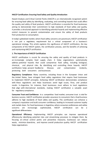 haccp certification ensuring food safety
