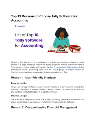 Top 13 Reasons to Choose Tally Software for Accounting