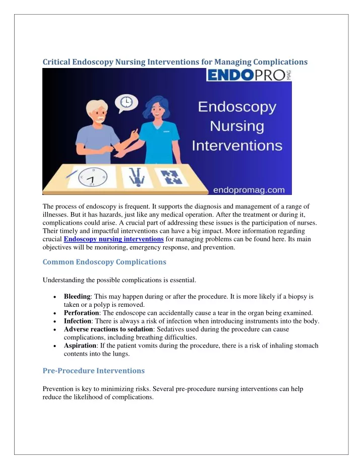 critical endoscopy nursing interventions