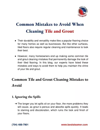 Common Mistakes to Avoid When Cleaning Tile and Grout
