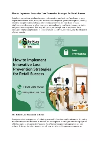 how to implement innovative loss prevention