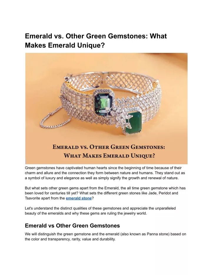 emerald vs other green gemstones what makes