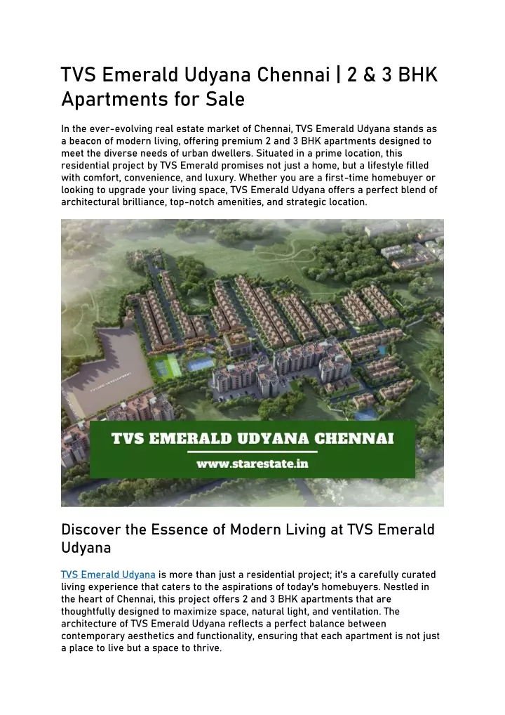 tvs emerald udyana chennai 2 3 bhk apartments