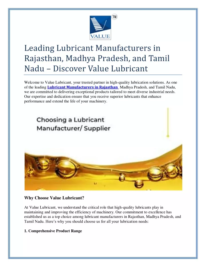 leading lubricant manufacturers in rajasthan