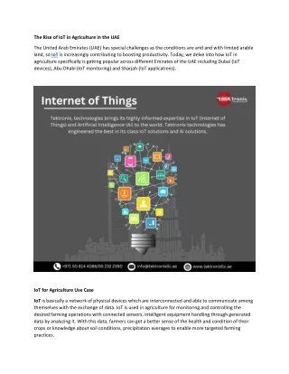 The Rise of IoT in Agriculture in the UAE
