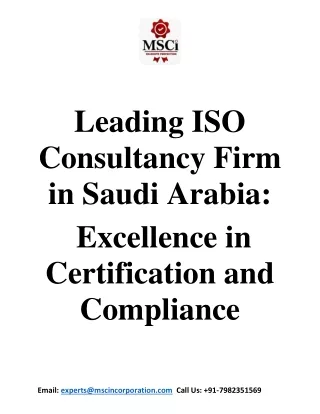 Leading ISO Consultancy Firm in Saudi Arabia