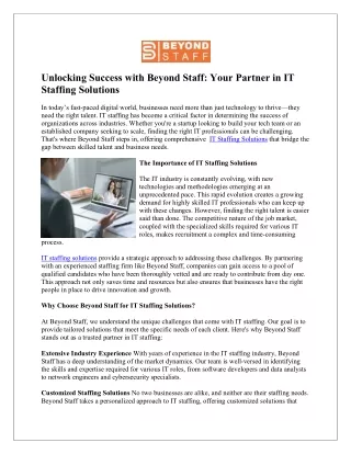 Top IT Staffing Solutions Company in United Kingdom